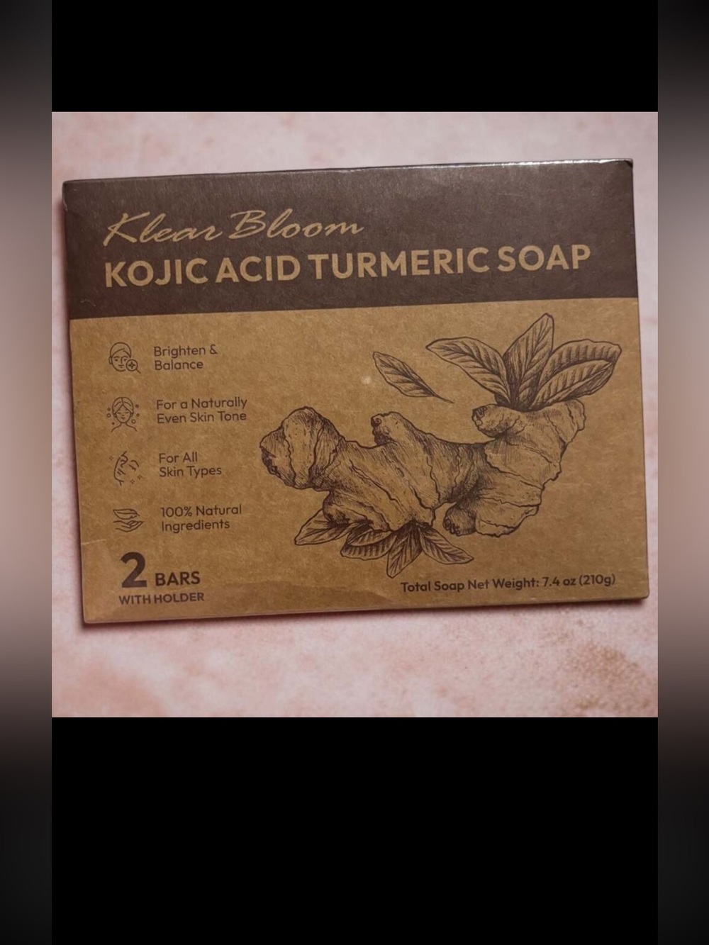 Klear Bloom Kojic Acid Turmeric Soap 2-Bar Set with Holder